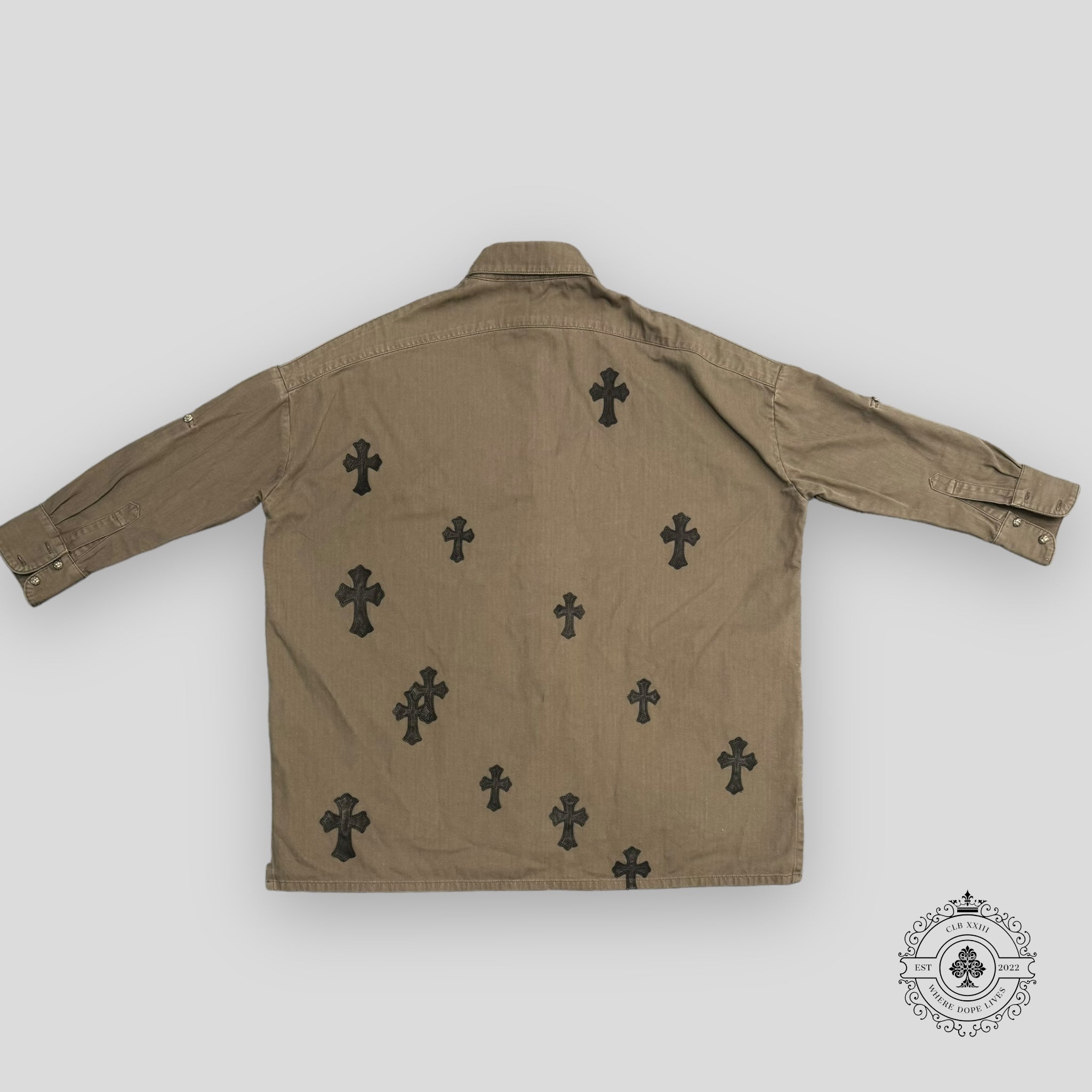 Chemise Chrome Hearts Oversized Cross Patch Vert Olive