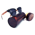 Lunettes de soleil de style Club en bois de noyer véritable avec étui en bambou, polarisées