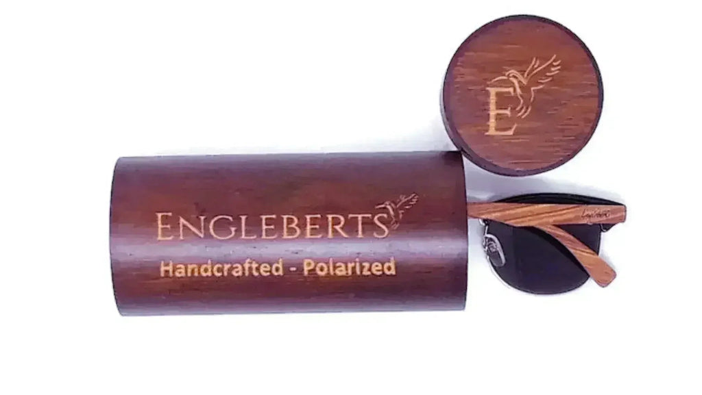 Lunettes de soleil de style Club en bois de noyer véritable avec étui en bambou, polarisées
