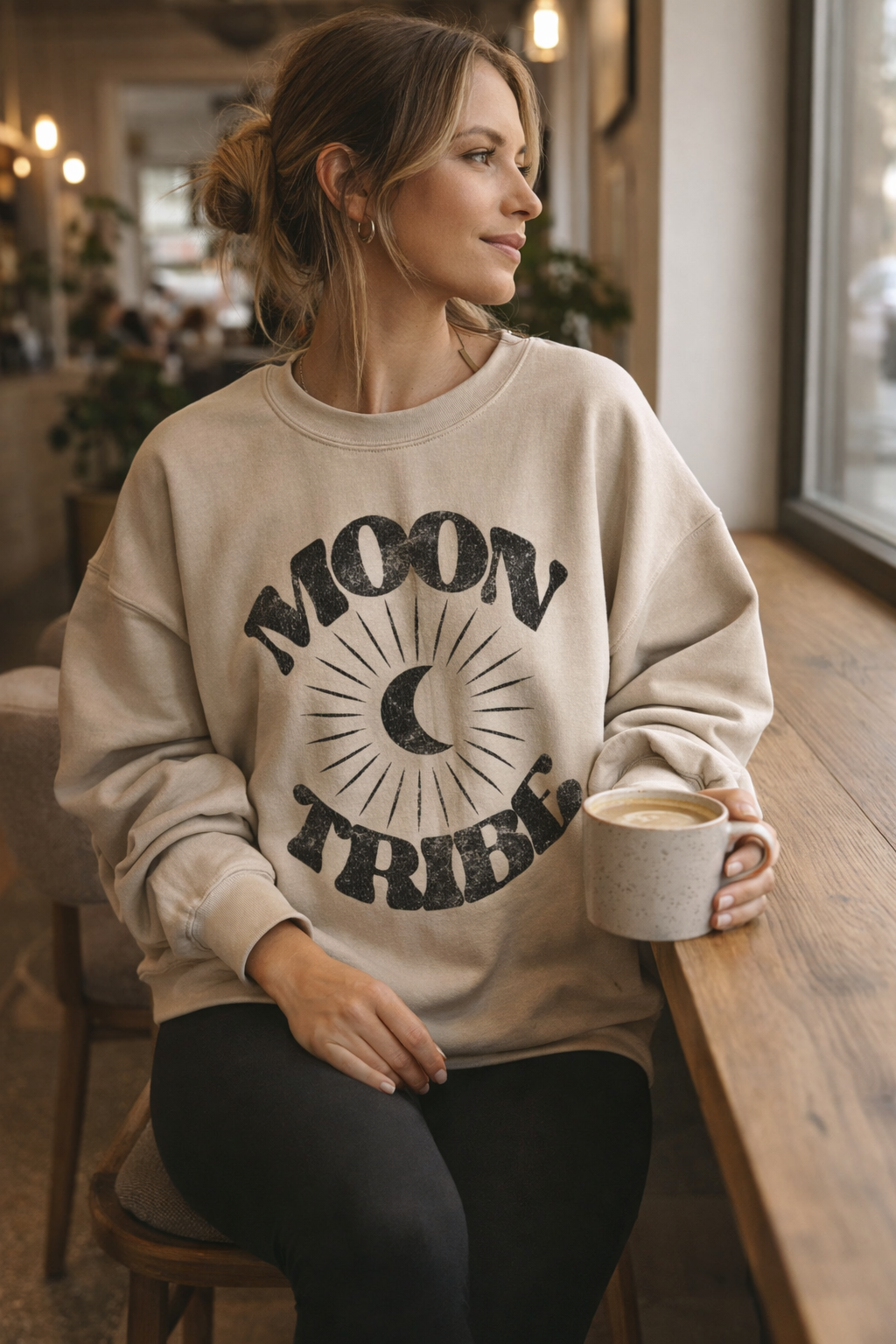 Haut molletonné col rond Lunar Essence – Sweat-shirt graphique Moon Tribe