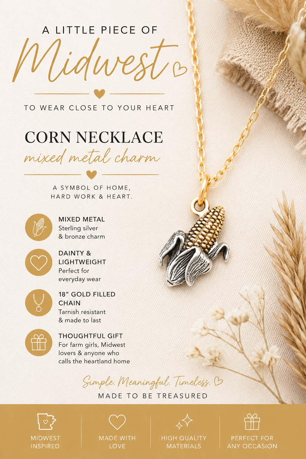 Collier de maïs en métaux mélangés