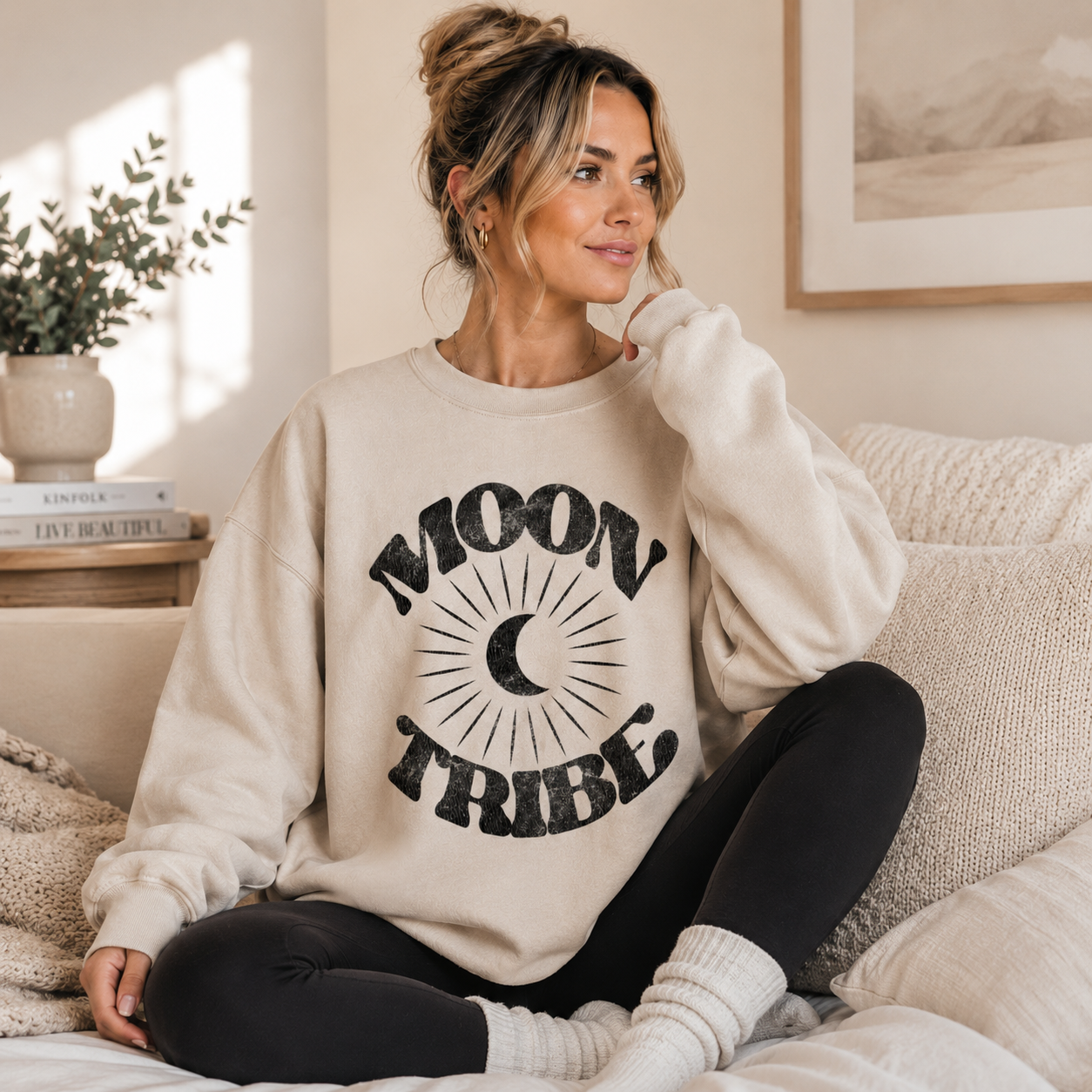 Haut molletonné col rond Lunar Essence – Sweat-shirt graphique Moon Tribe