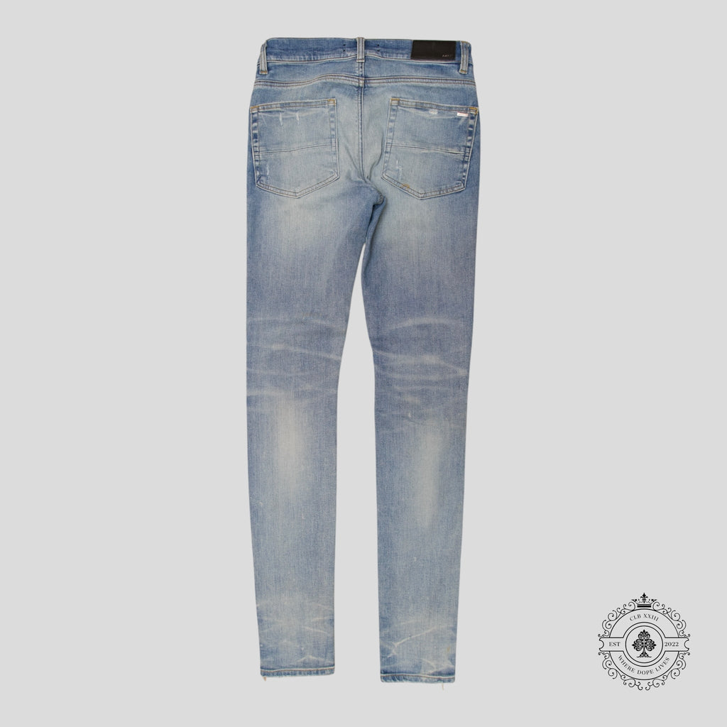 Jeans Amiri MX1 en cuir vieilli indigo clair
