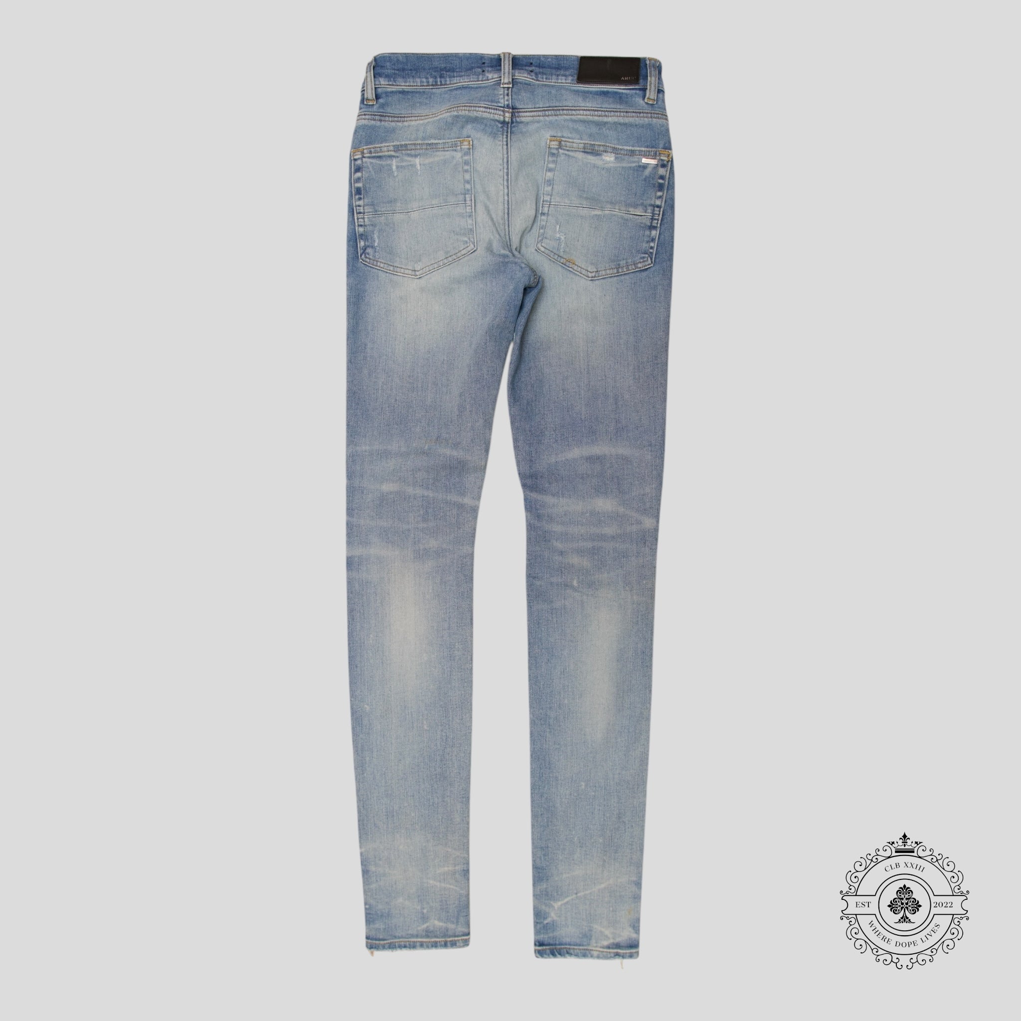 Jeans Amiri MX1 en cuir vieilli indigo clair