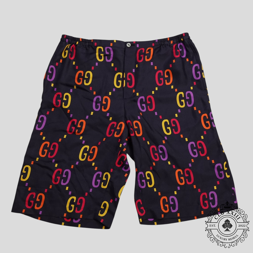 Short en soie Gucci Jumbo GG bleu