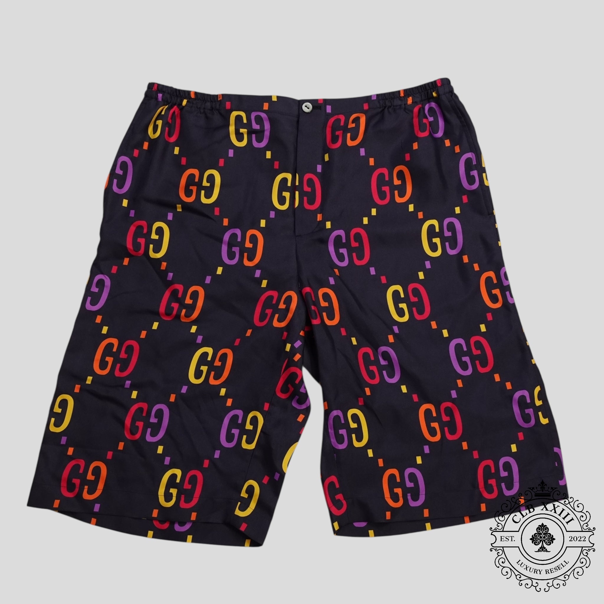 Short en soie Gucci Jumbo GG bleu