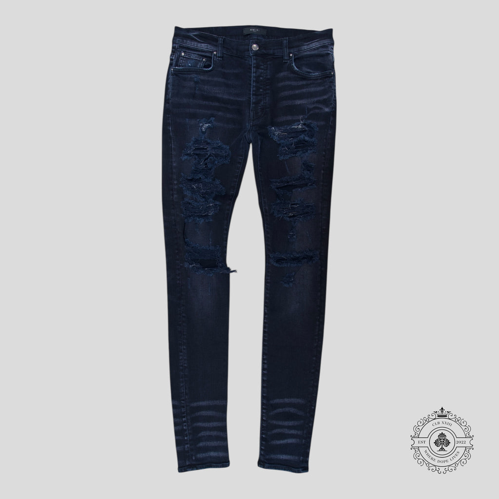 Jean Amiri MX1 Thrashed en denim noir vieilli