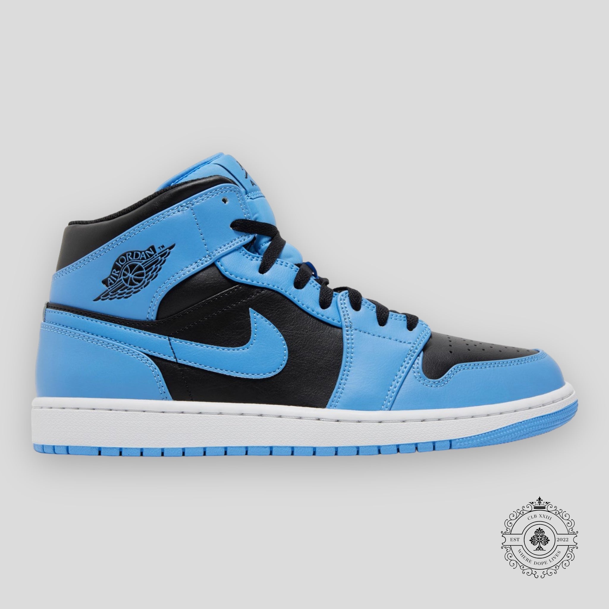 Air Jordan 1 Mid Bleu universitaire Noir