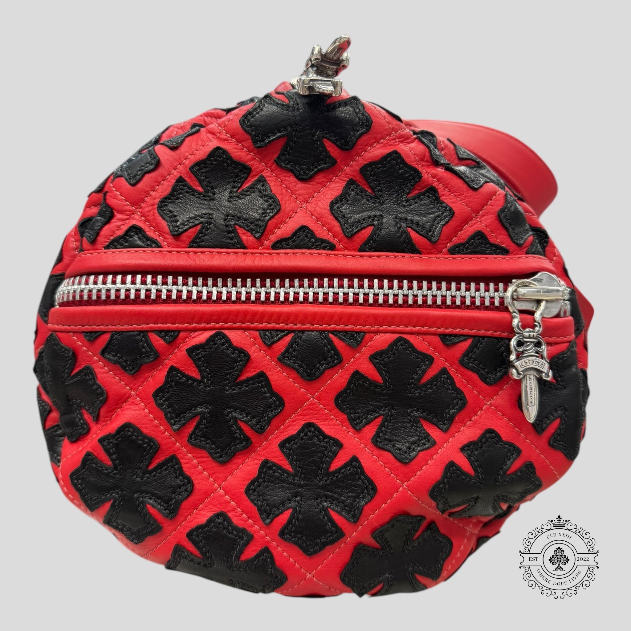 Mini sac polochon Chrome Heart Plus à motif, rouge