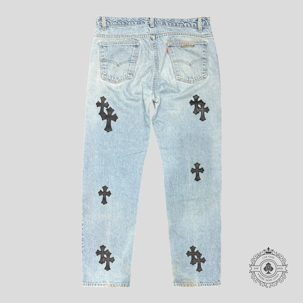 Jean Levis Chrome Hearts à patchs croix