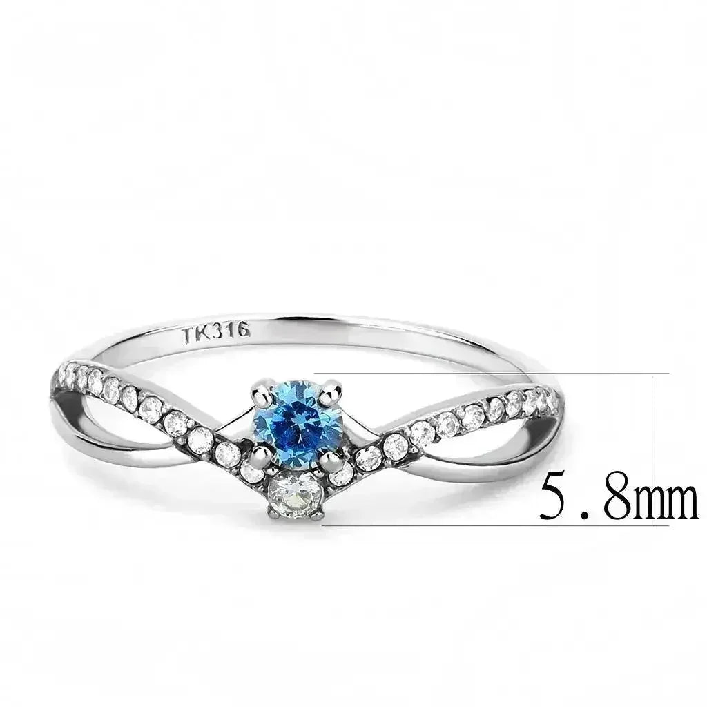 DA120 - Bague en acier inoxydable poli miroir (sans placage) avec pierres AAA