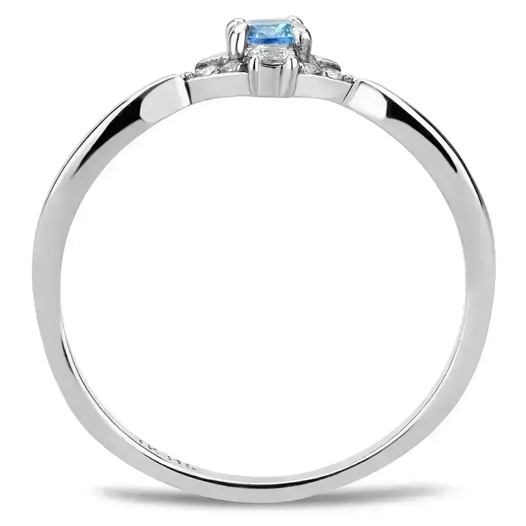 DA120 - Bague en acier inoxydable poli miroir (sans placage) avec pierres AAA
