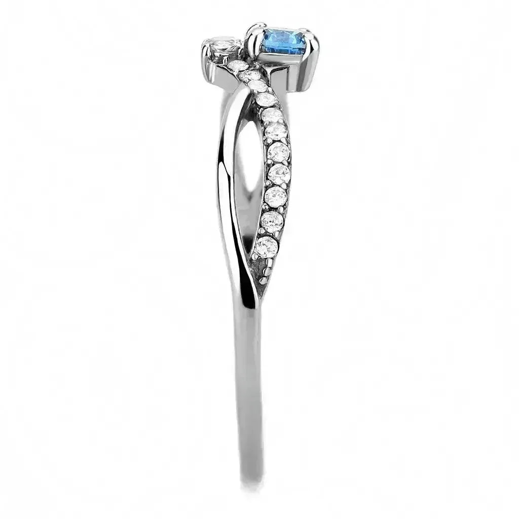 DA120 - Bague en acier inoxydable poli miroir (sans placage) avec pierres AAA