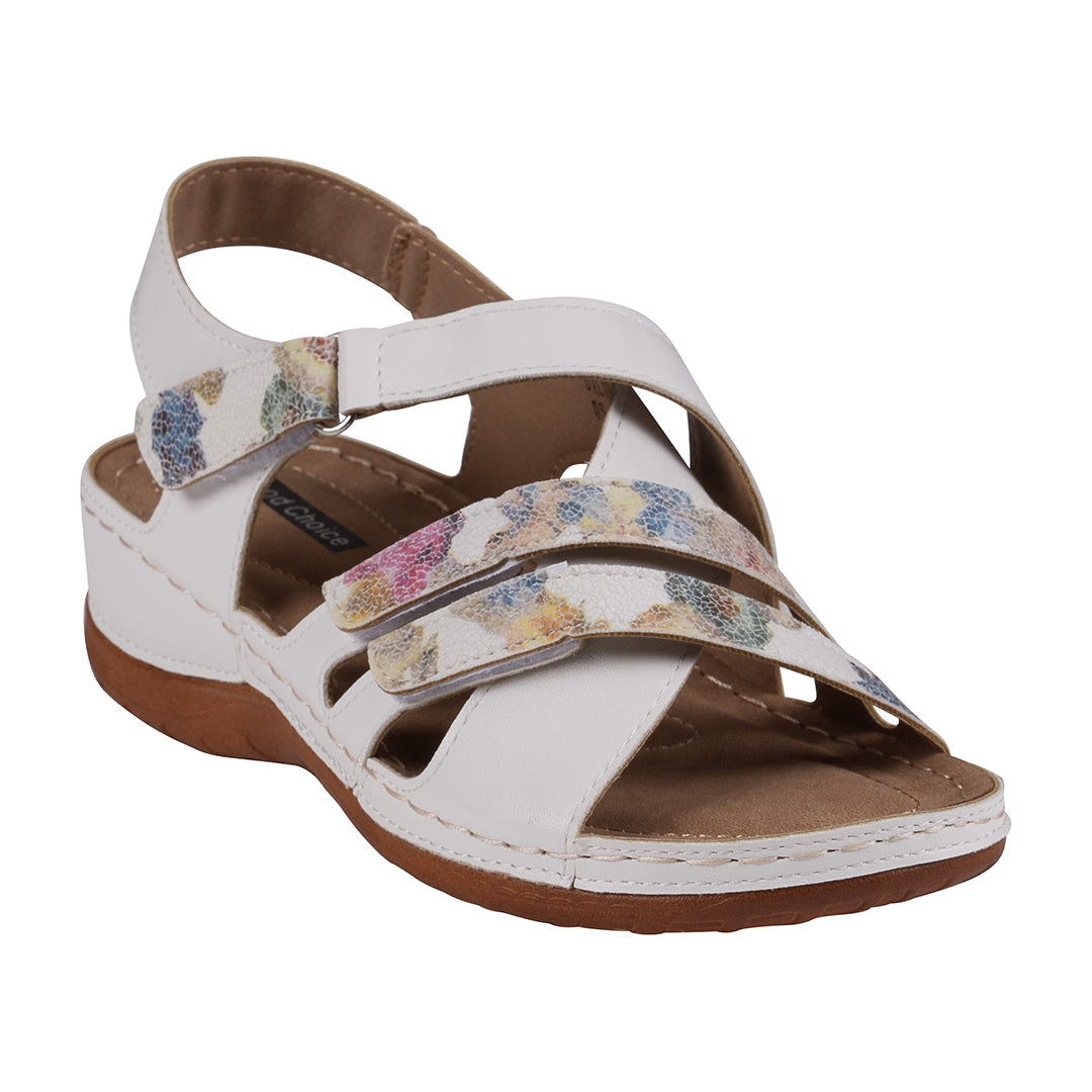 Sandales plates confort Dalary à lanières et velcro bicolores