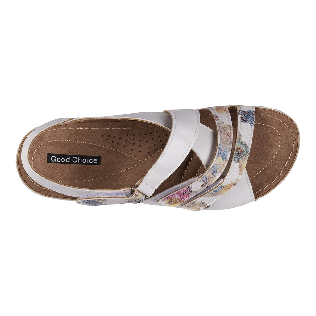 Sandales plates confort Dalary à lanières et velcro bicolores