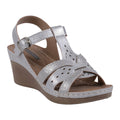 Sandales compensées slingback à bride en T perforée Darry Silver