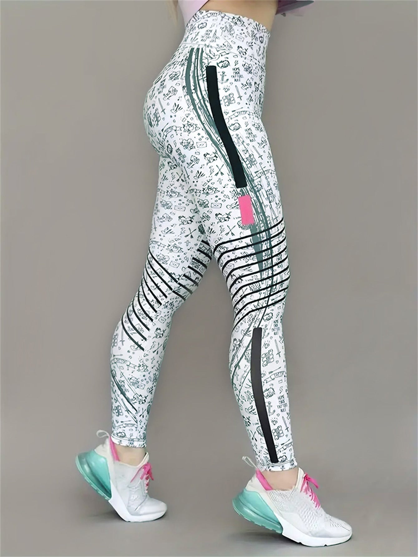 Legging de yoga imprimé ultra-extensible – Pantalon de fitness taille haute avec contrôle abdominal