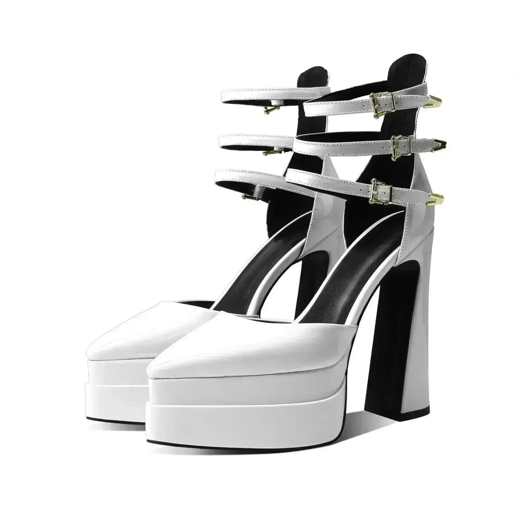 Sandales évidées à talon aiguille et bout pointu - Escarpins à plateforme de 14,5 cm | Femstylo