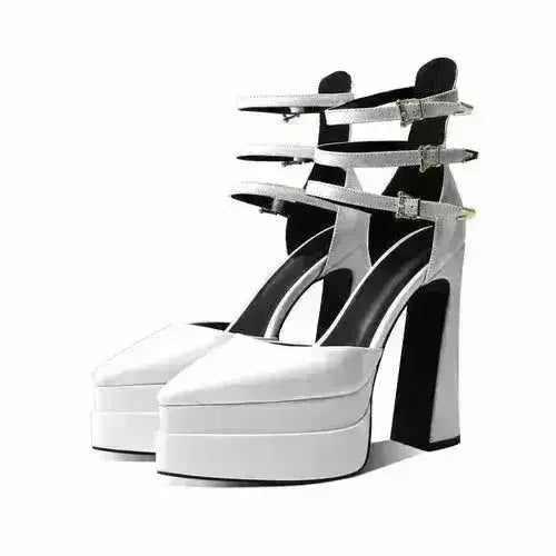 Sandales évidées à talon aiguille et bout pointu - Escarpins à plateforme de 14,5 cm | Femstylo
