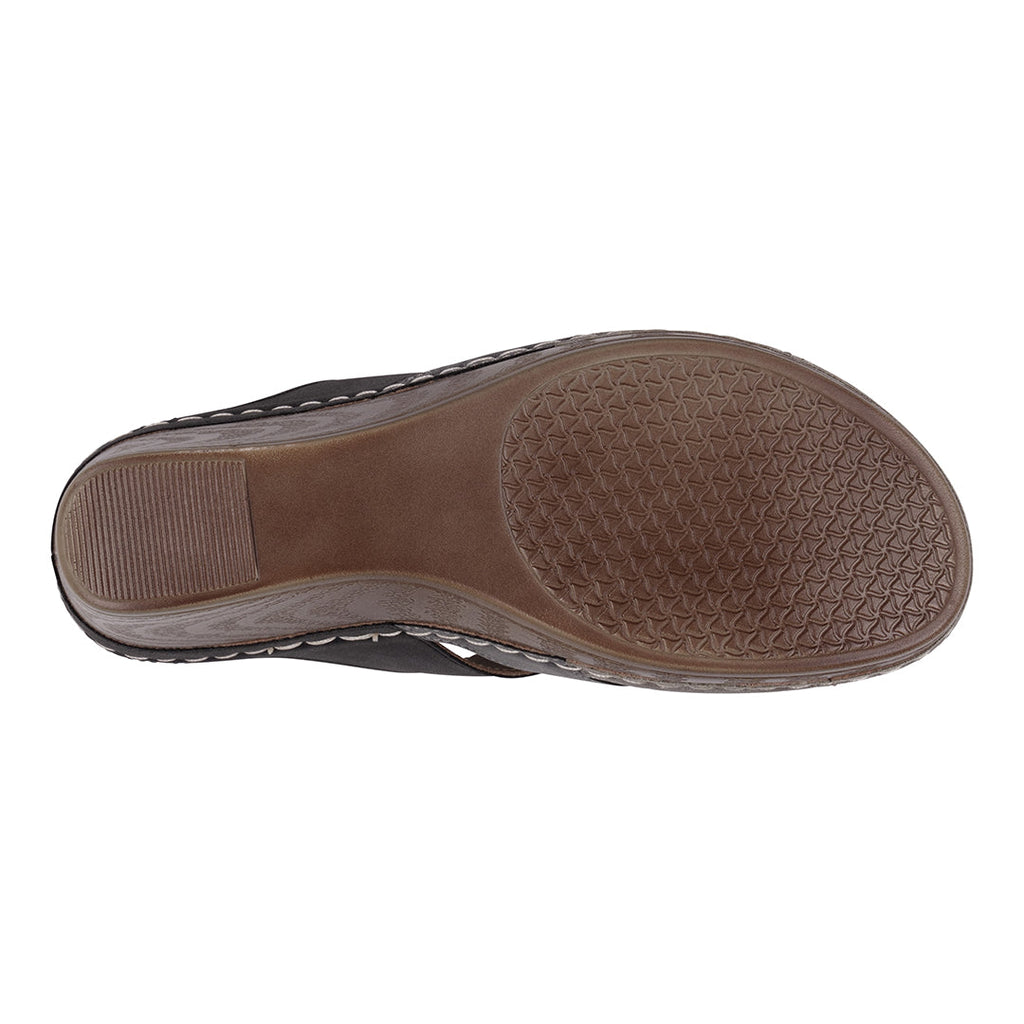 Sandales compensées Delores Black Multi-Tone triple bride contrastante