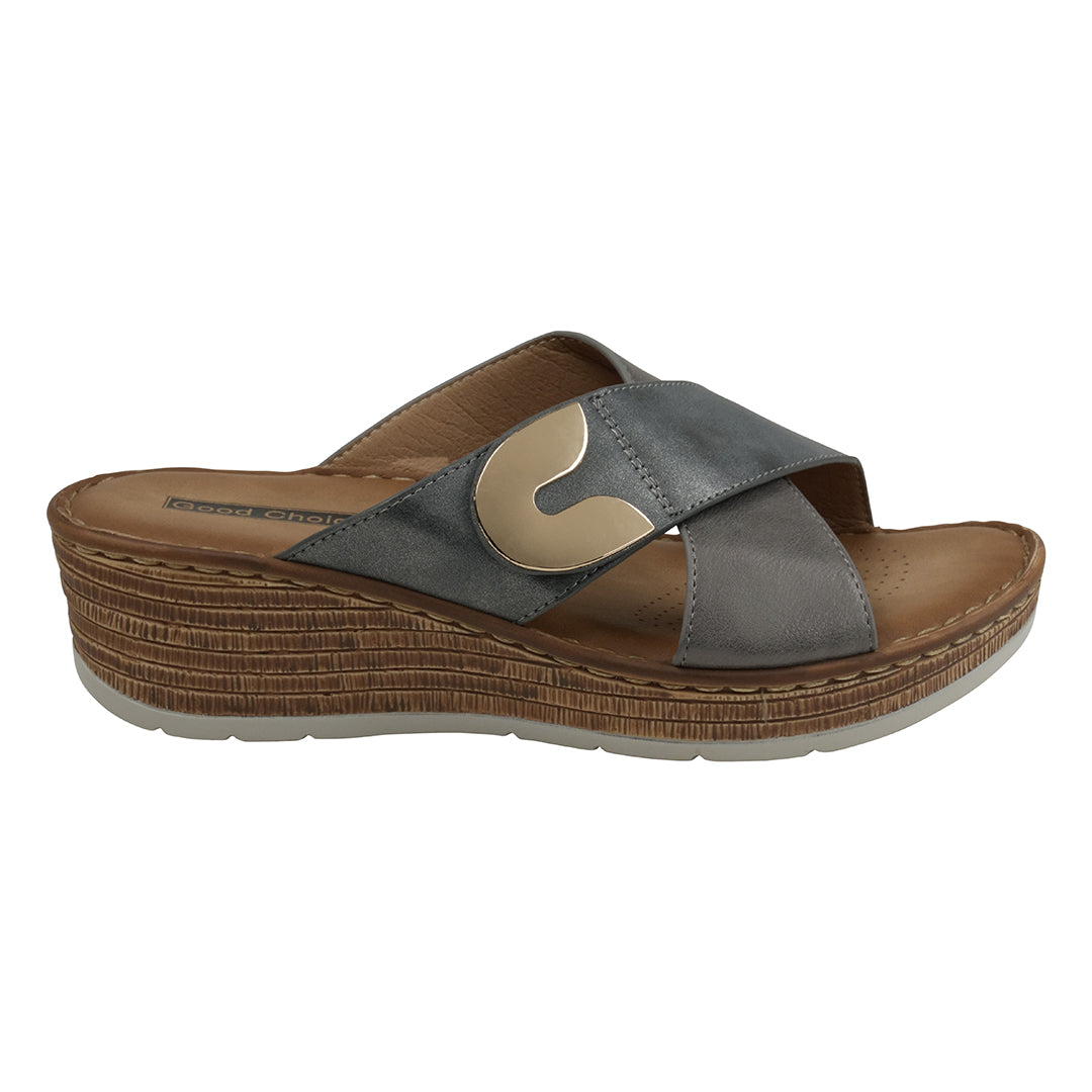 Sandales compensées bleues pour femme