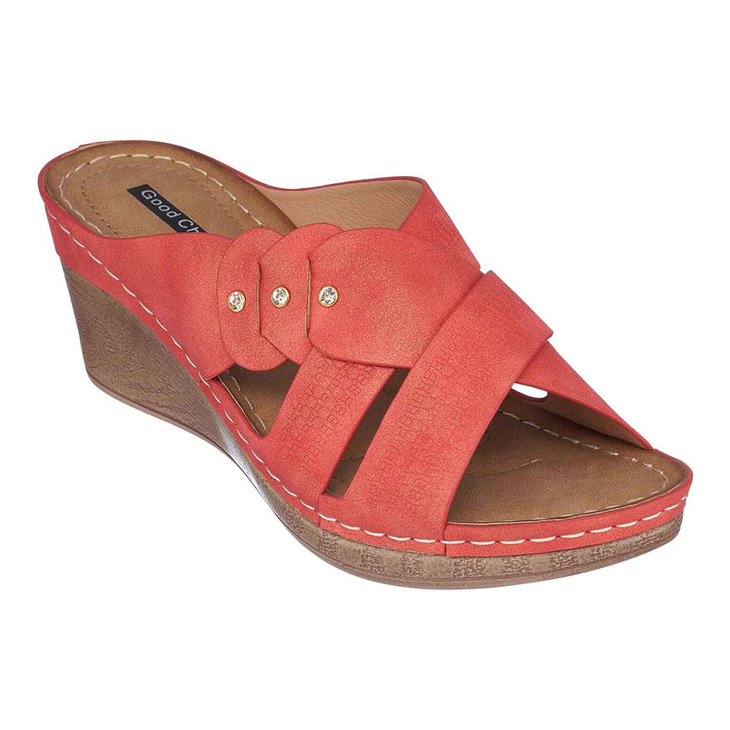 Sandales compensées rouges Dorty