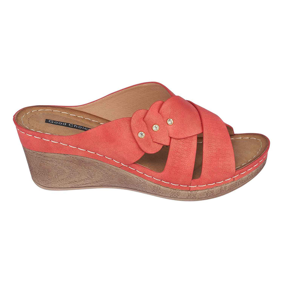 Sandales compensées rouges Dorty