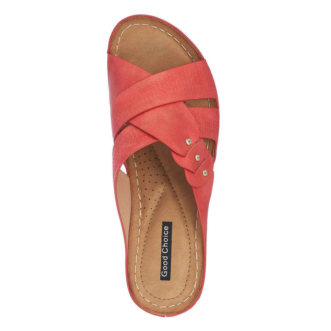 Sandales compensées rouges Dorty