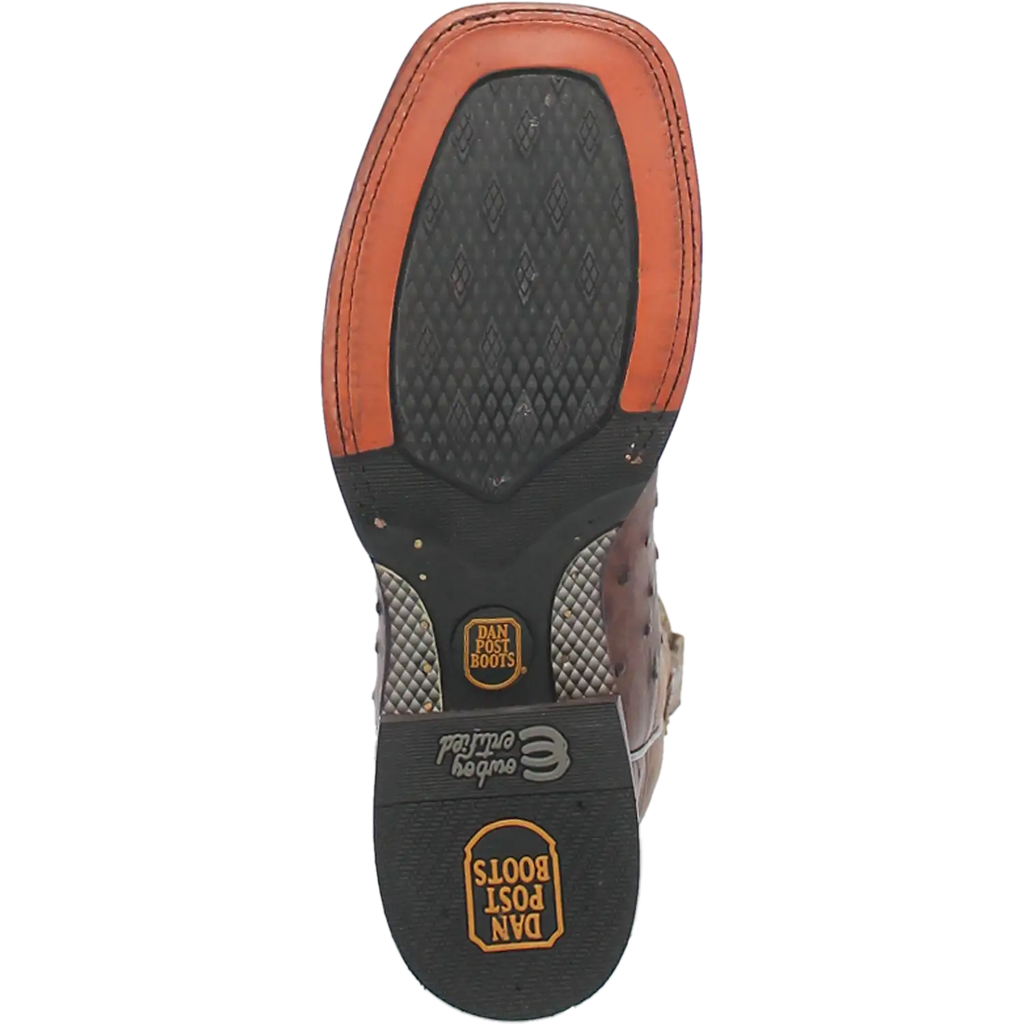 Bottes de cowboy en cuir d'autruche Dan Post Alamosa (chocolat/brun) pour hommes