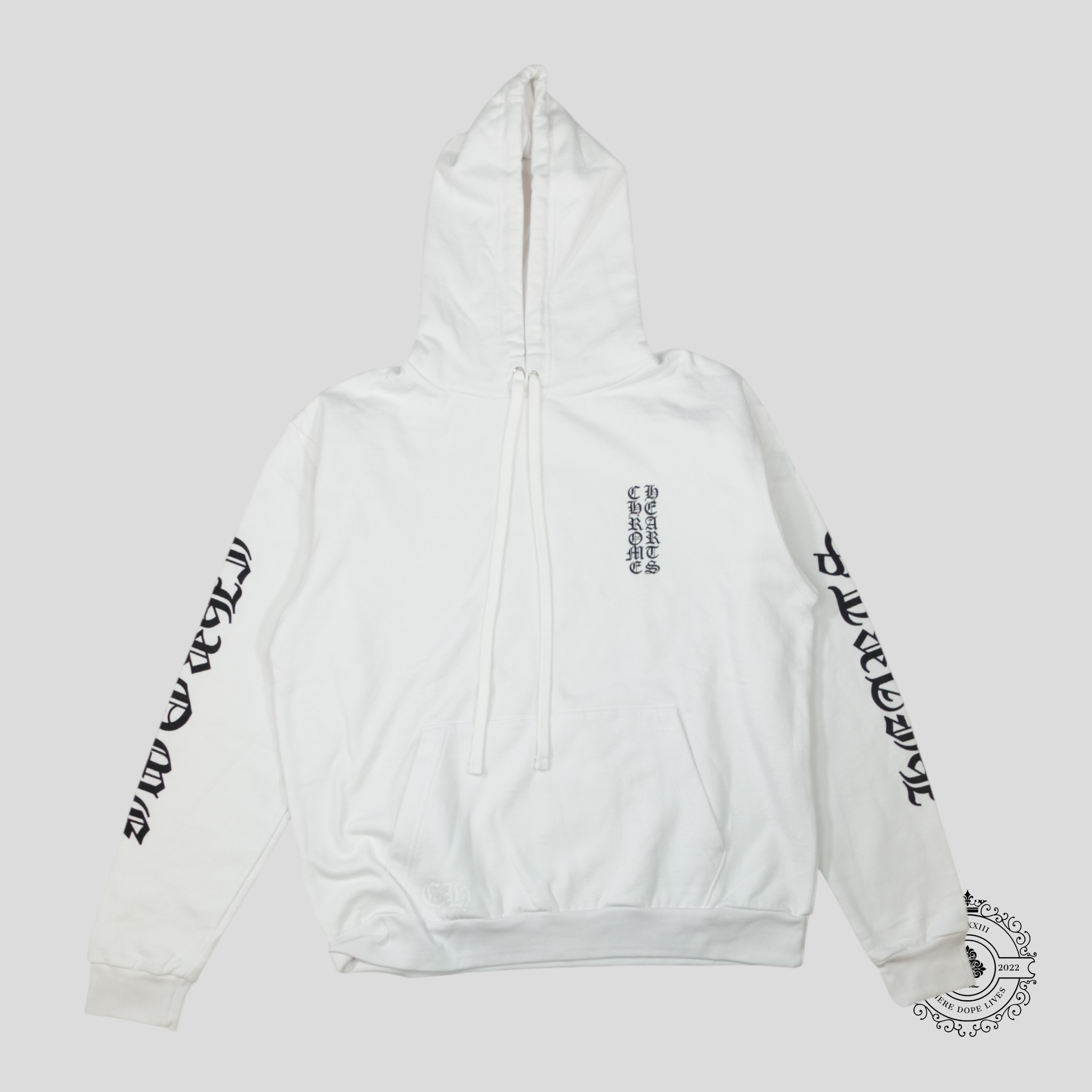 Sweat à capuche Chrome Hearts Vertical Logo blanc