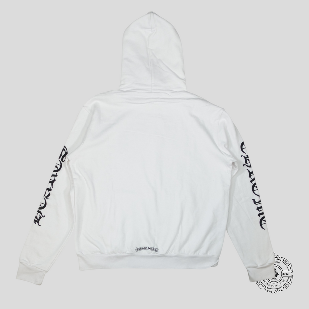 Sweat à capuche Chrome Hearts Vertical Logo blanc