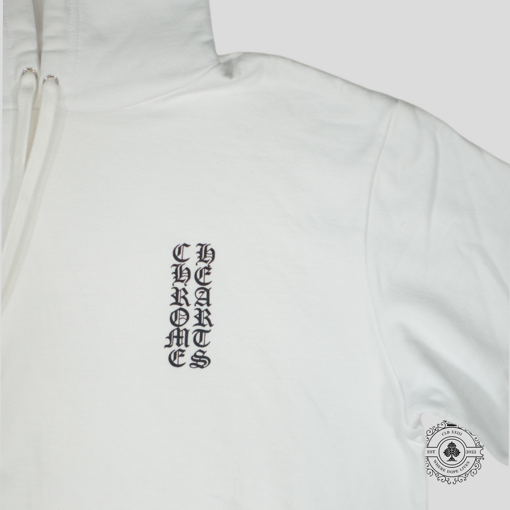 Sweat à capuche Chrome Hearts Vertical Logo blanc