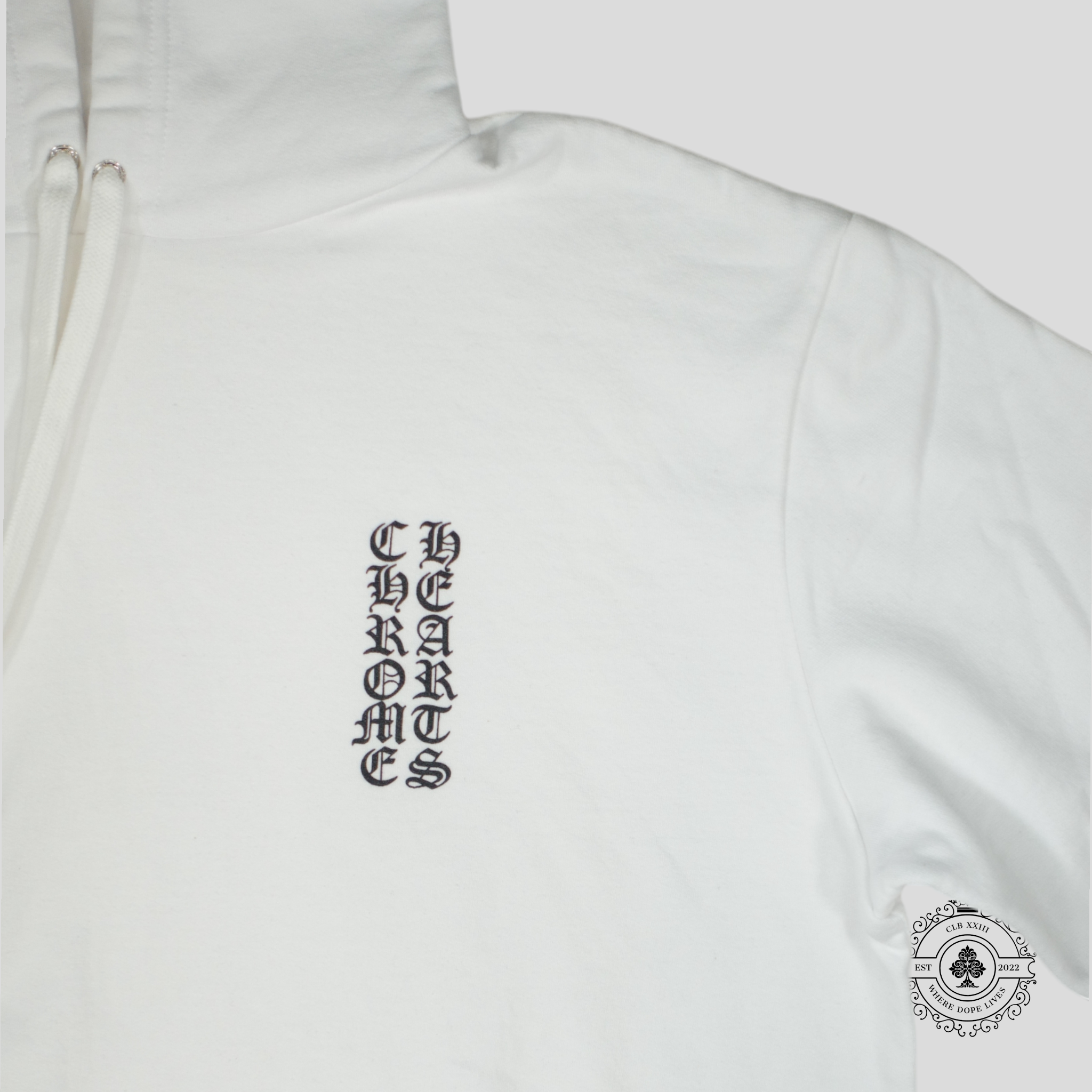 Sweat à capuche Chrome Hearts Vertical Logo blanc