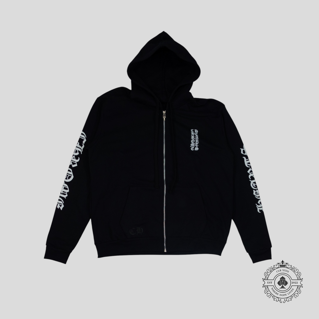 Sweat à capuche zippé Chrome Hearts Vertical Logo noir