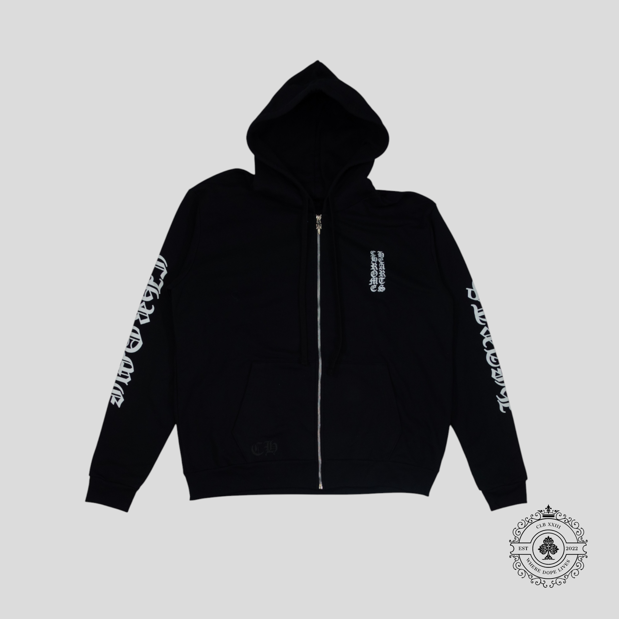 Sweat à capuche zippé Chrome Hearts Vertical Logo noir