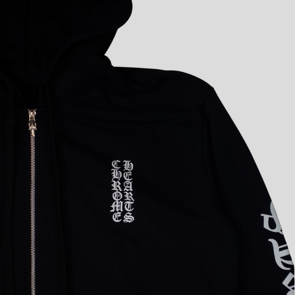 Sweat à capuche zippé Chrome Hearts Vertical Logo noir