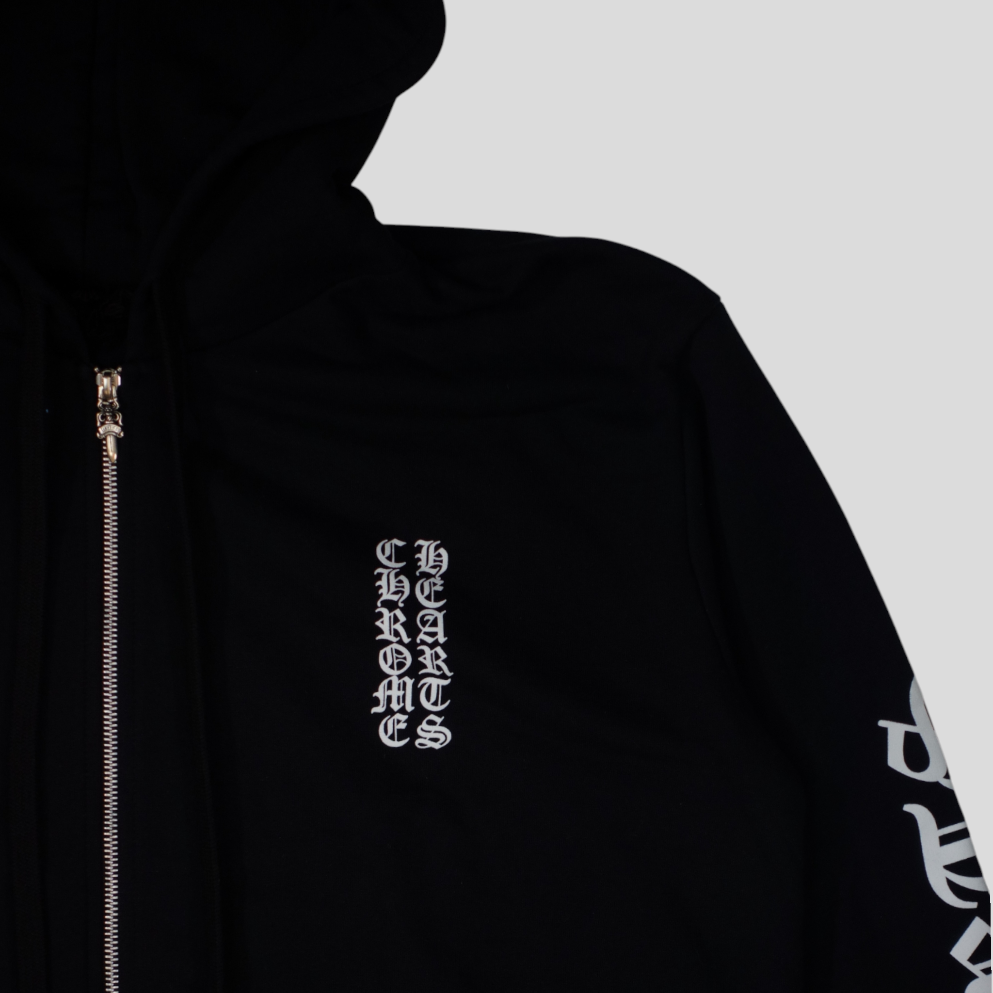 Sweat à capuche zippé Chrome Hearts Vertical Logo noir