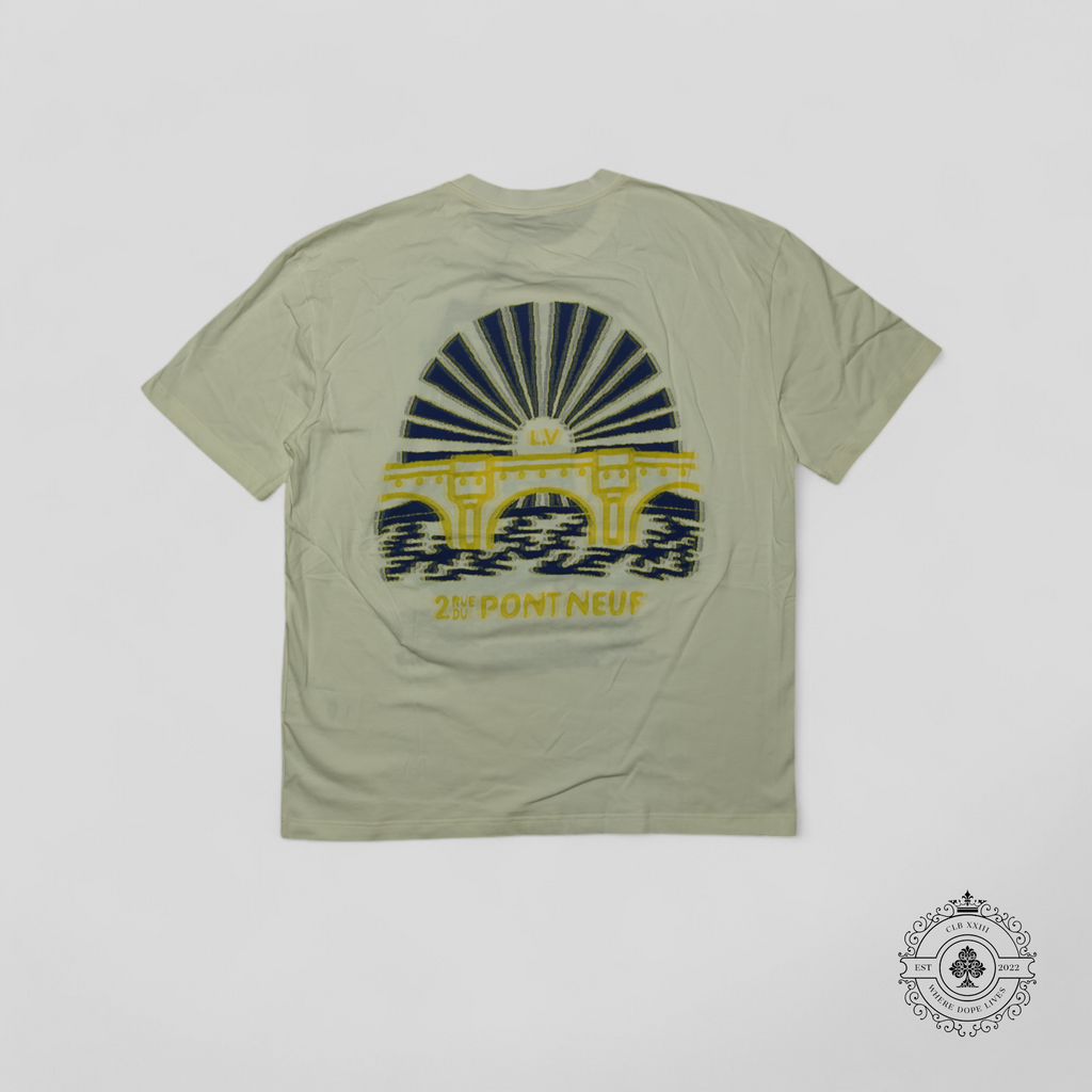 T-shirt Louis Vuitton Pont Neuf Intarsia Blanc/Vert/Bleu