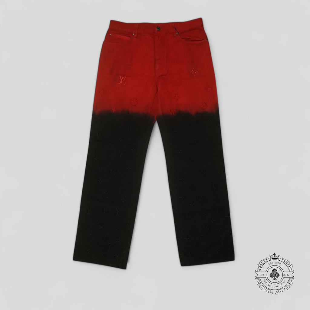Pantalon en denim Jacquard Monogram Boreal Evening Louis Vuitton noir/rouge