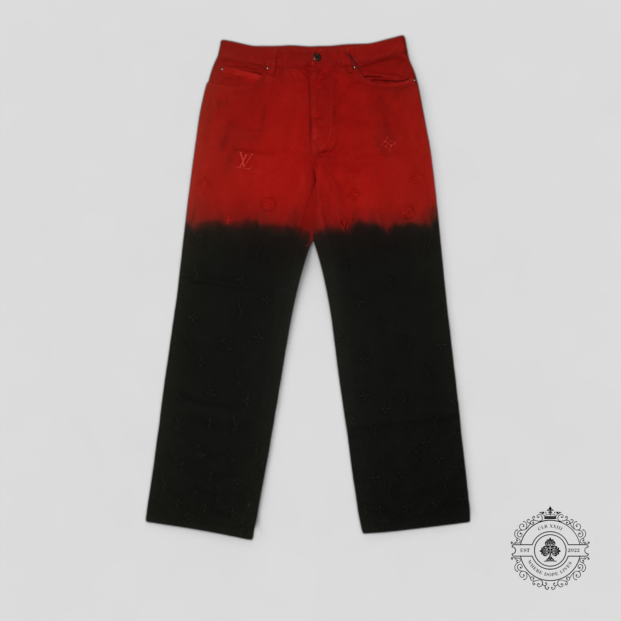 Pantalon en denim Jacquard Monogram Boreal Evening Louis Vuitton noir/rouge