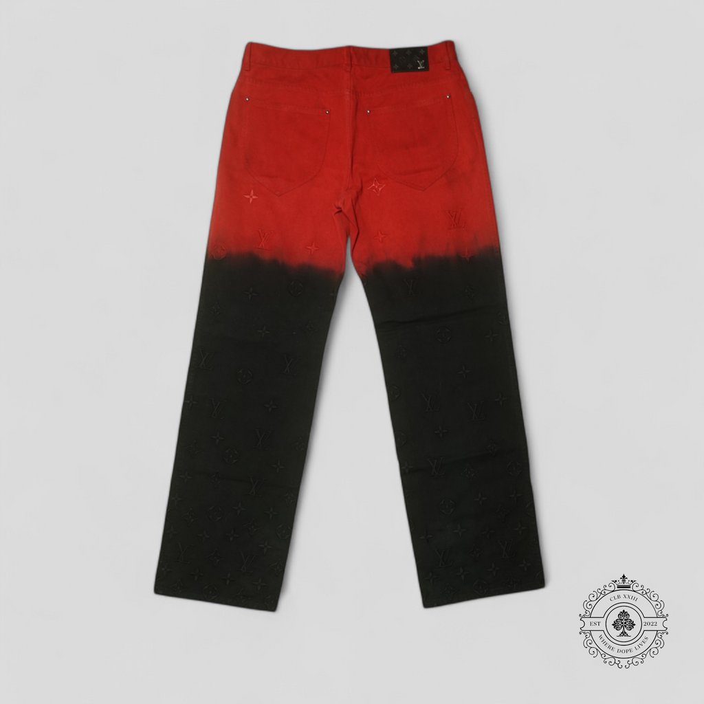 Pantalon en denim Jacquard Monogram Boreal Evening Louis Vuitton noir/rouge