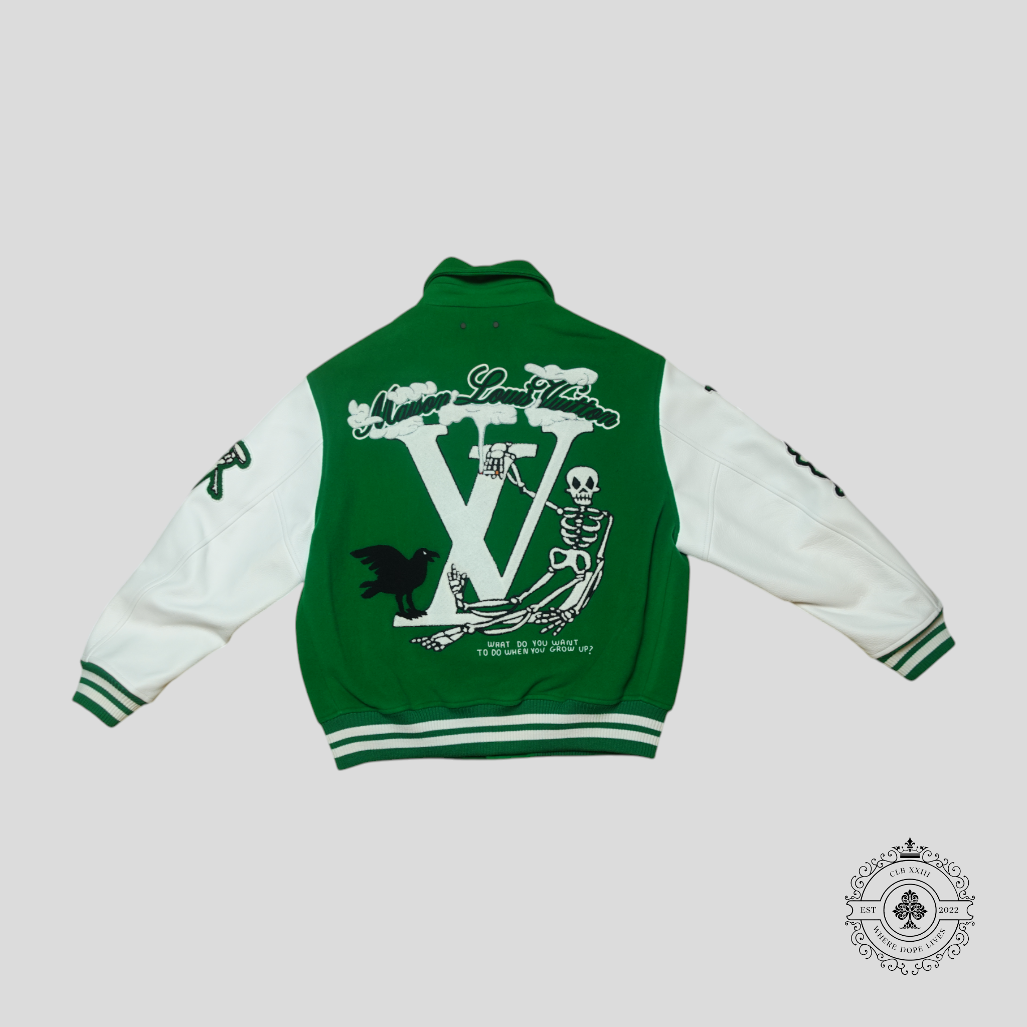 Blouson teddy Louis Vuitton Maison en vert/blanc