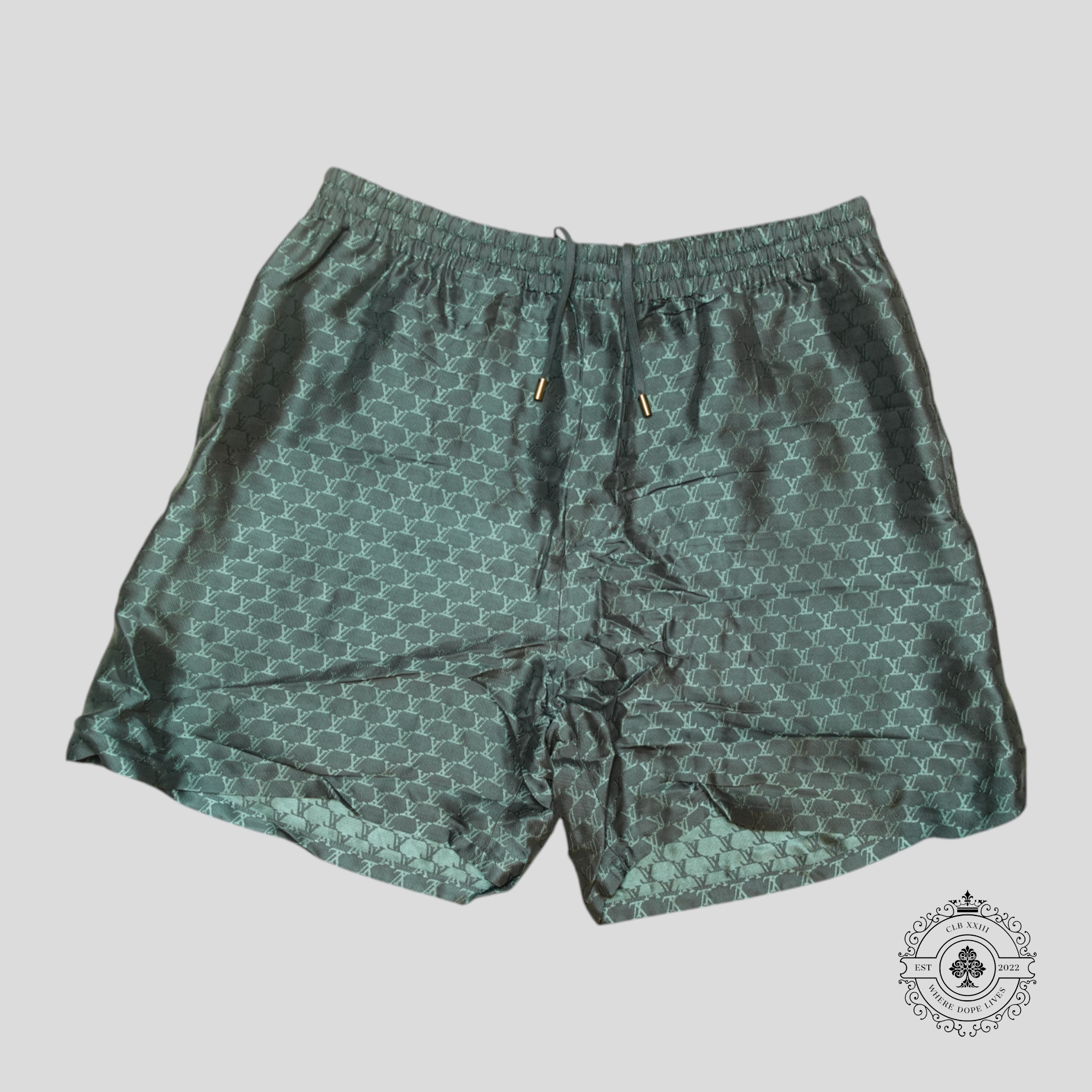 Short de sport en soie mélangée jacquard Monogram Louis Vuitton gris/bleu