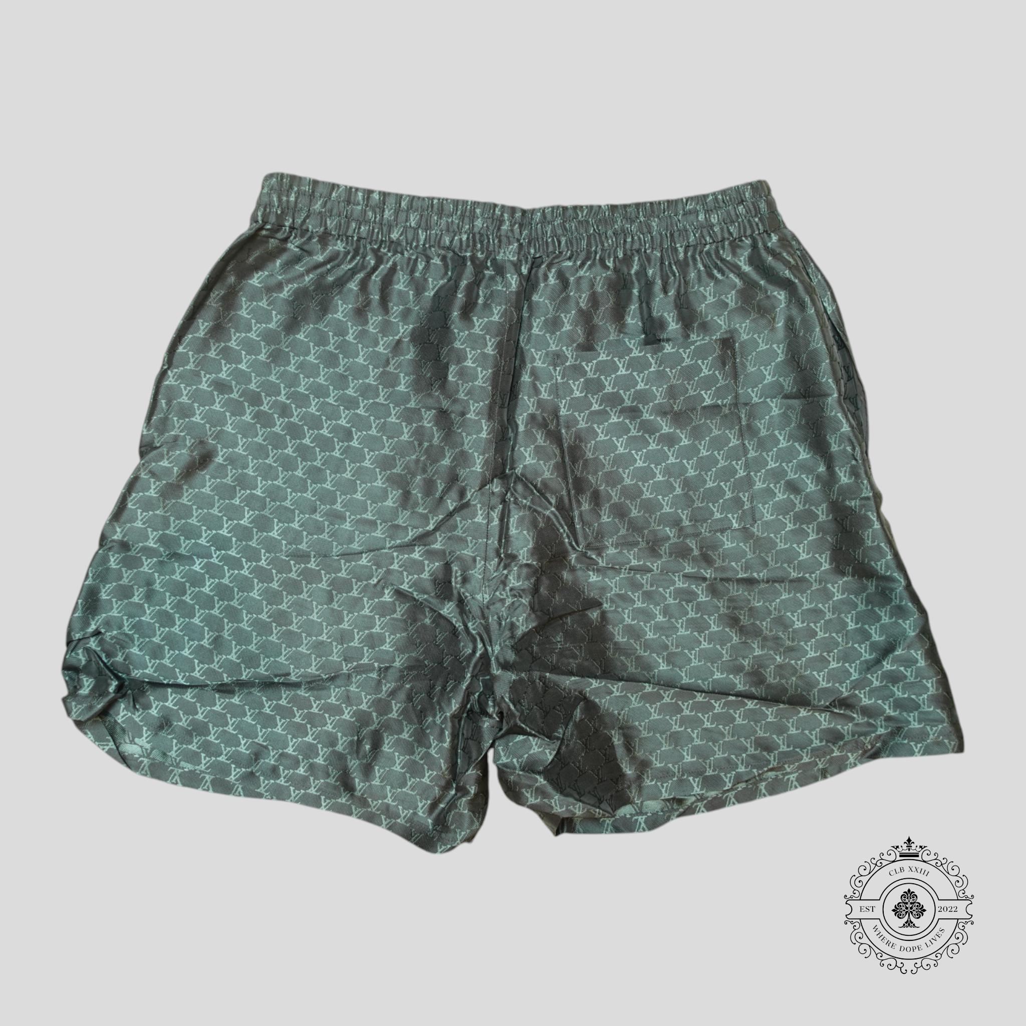 Short de sport en soie mélangée jacquard Monogram Louis Vuitton gris/bleu