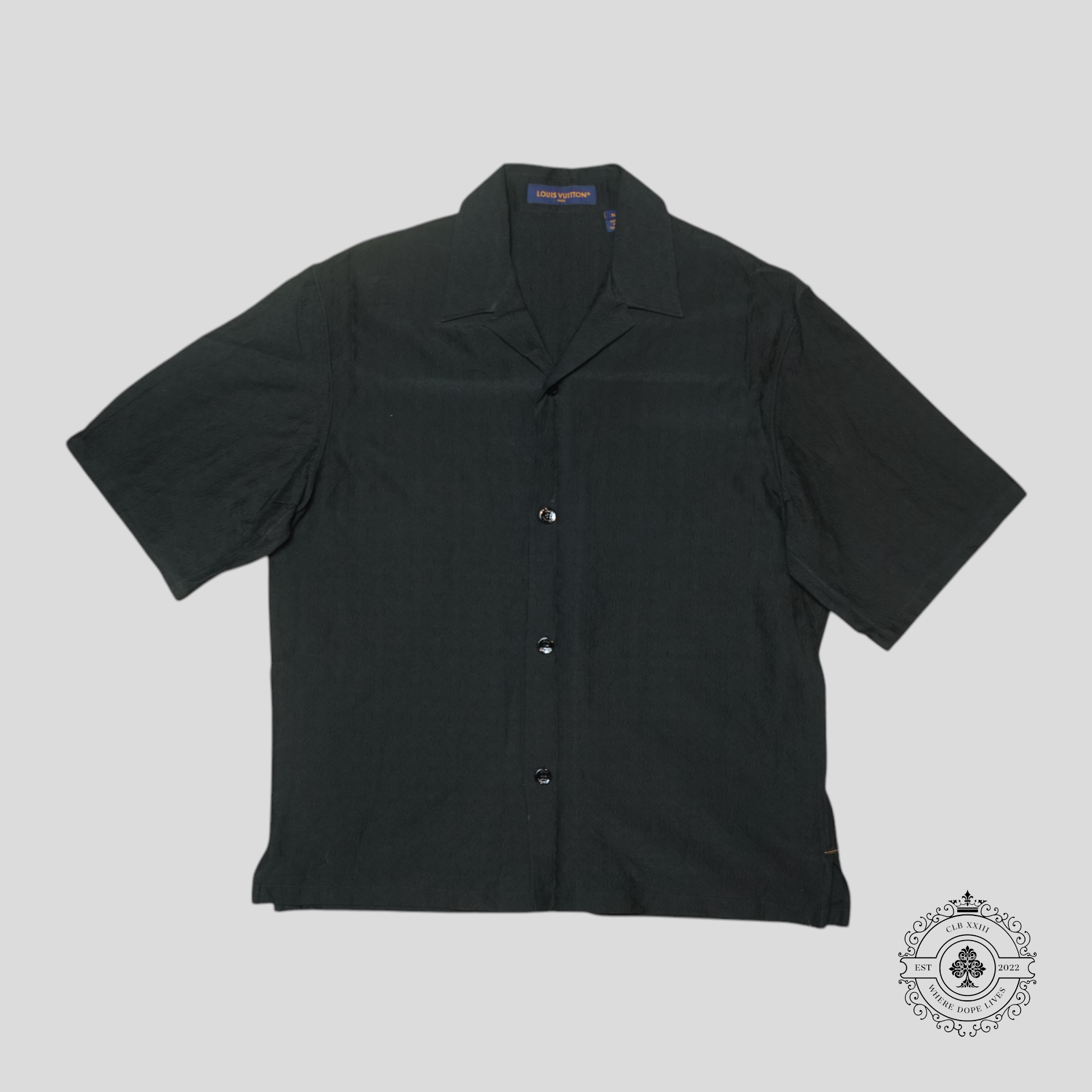 Chemise en soie boutonnée Louis Vuitton Monogram noire