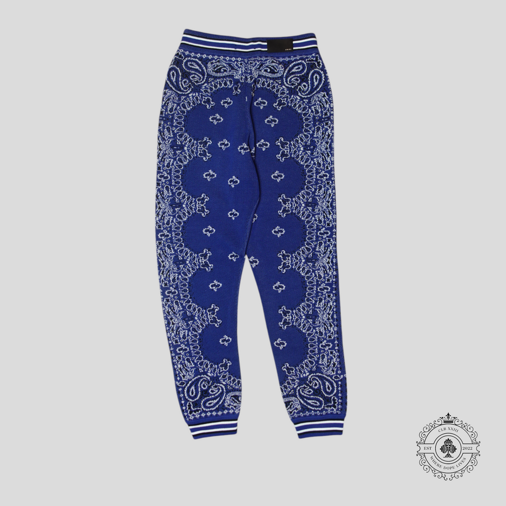 Pantalon de jogging de basketball en jacquard bandana tricoté Amiri, couleur bleue