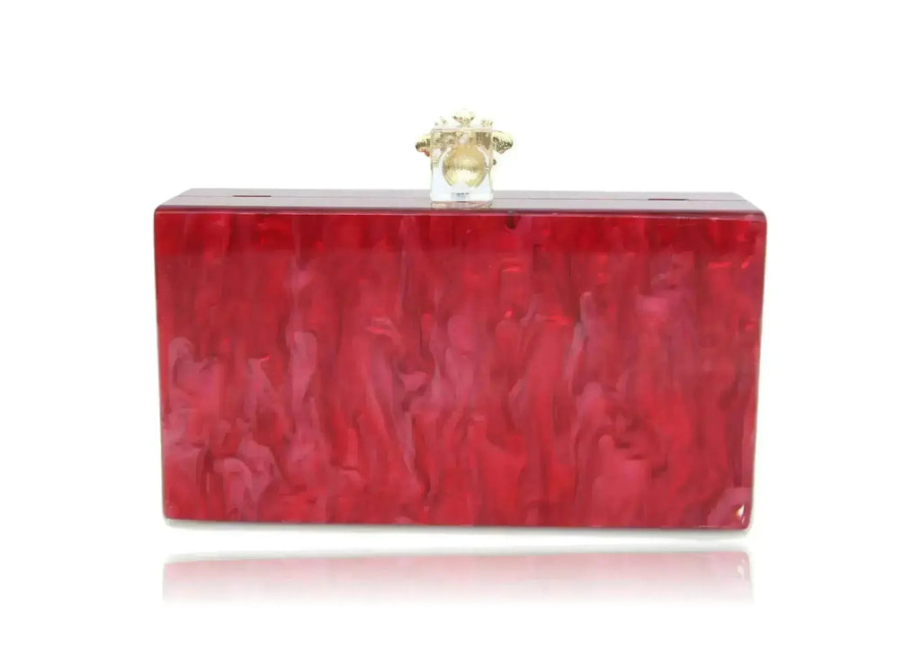 Pochette boîte en acrylique rouge nacré abeille