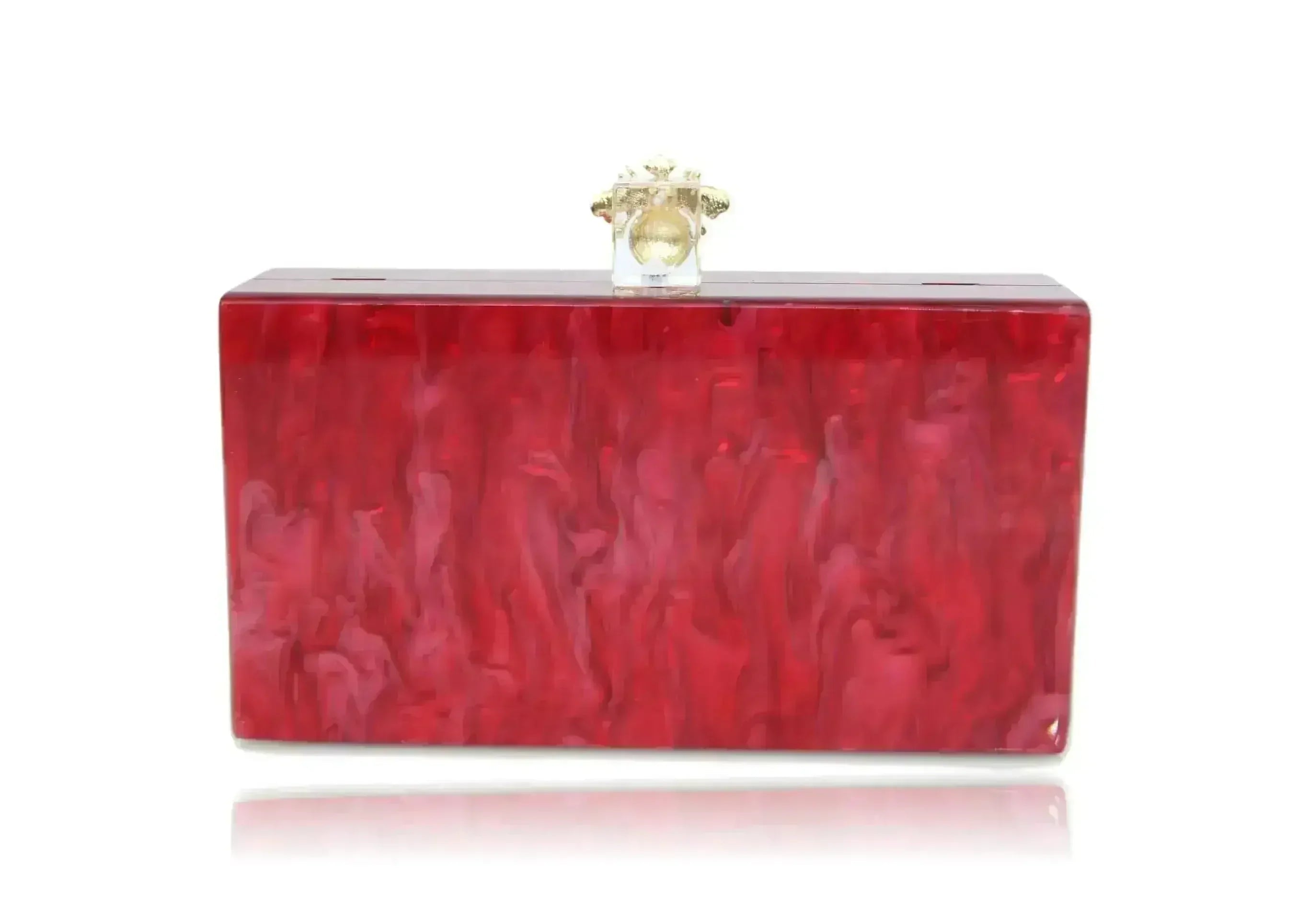 Pochette boîte en acrylique rouge nacré abeille