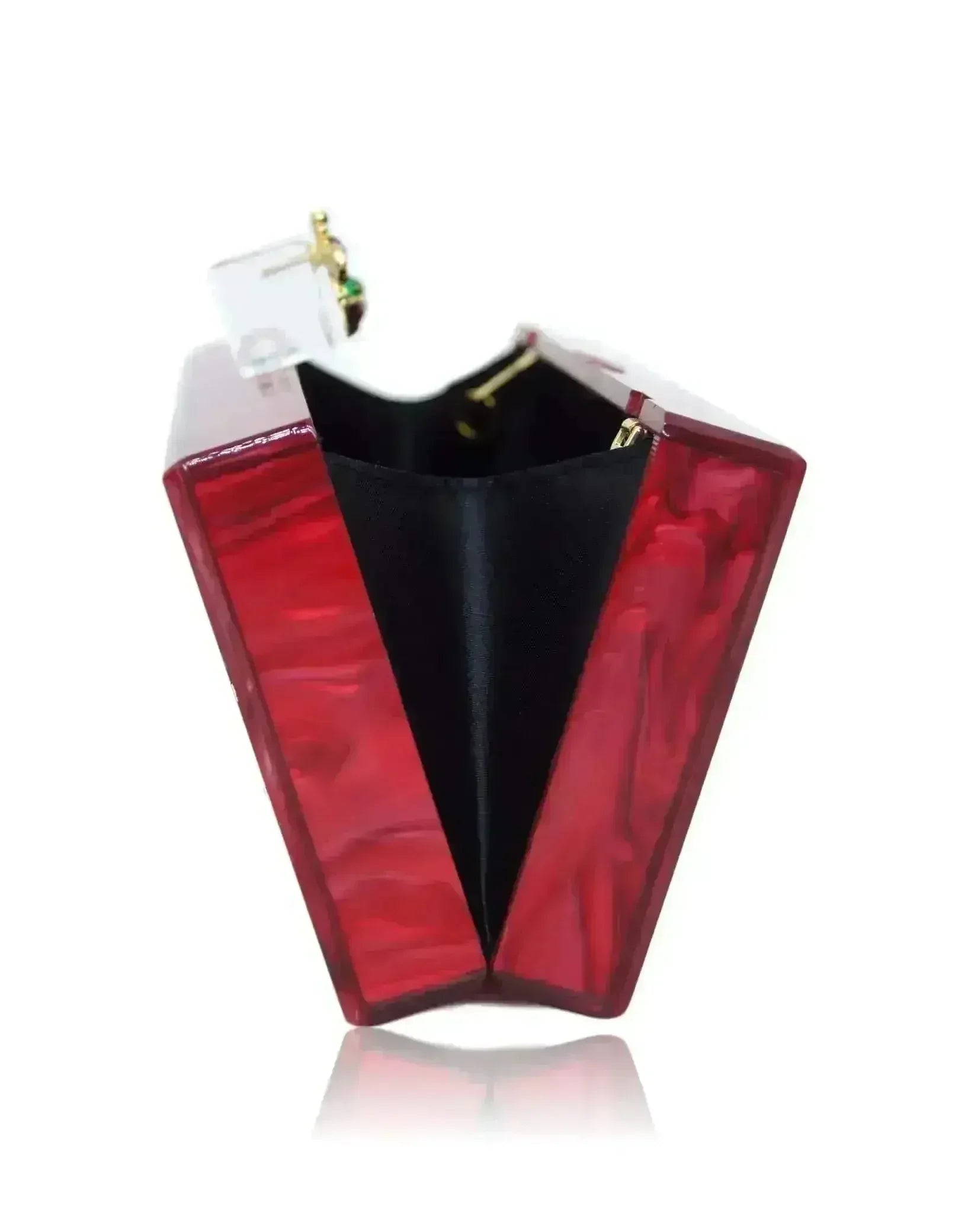 Pochette boîte en acrylique rouge nacré abeille