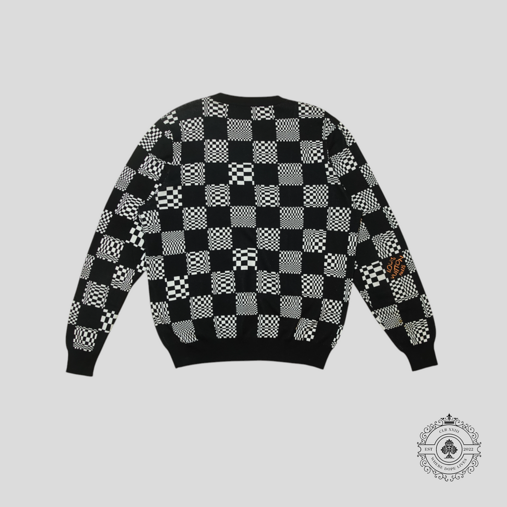 Pull Louis Vuitton Damier Distorted Jacquard noir